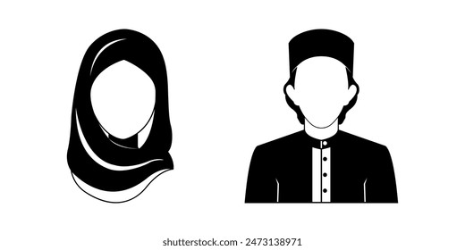 Muslim Avatar Icon Vector, Indonesian style Muslim avatar