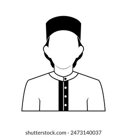 Muslim Avatar Icon Vektorgrafik, Zeile Avatar Vektorgrafik Icon