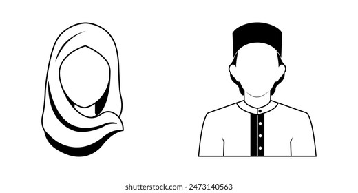 Muslim Avatar Icon Vector, Male and Female vector icon