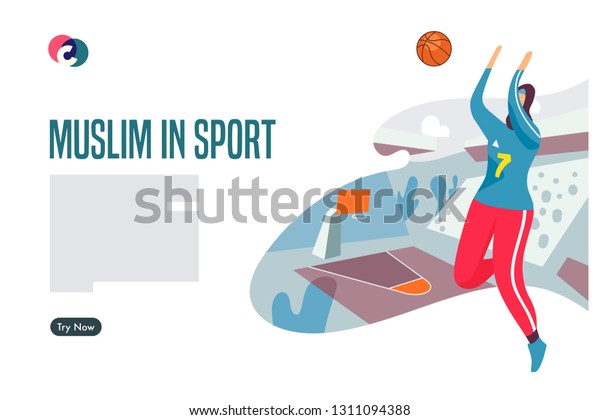 Download Muslim Basketball Women Wear Hijab Mockup Stock Vector Royalty Free 1311094388