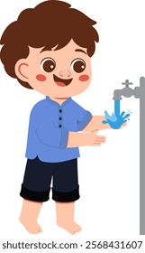 Muslim Boy Ablution Washing Hands Illustration