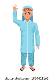 muslimischer Junge mit blauen Kleider