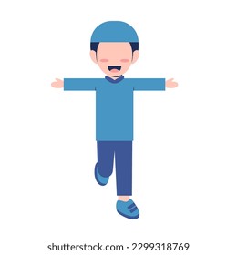Muslim Boy Character Running Illustration