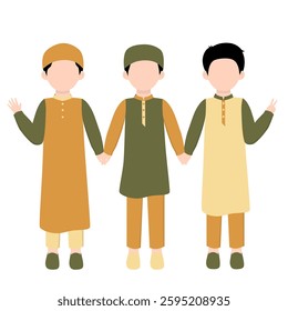 Muslim Boy Friendship, Boy with Best Friend Illustration