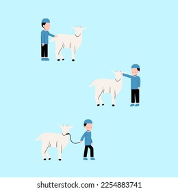 Muslim Boy With Goat Animal Qurban