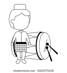 muslim boy with hat and drum