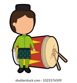 muslim boy with hat and drum