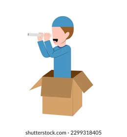 Niño musulmán jugando en caja