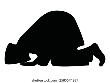 Muslim boy prayer moment white background