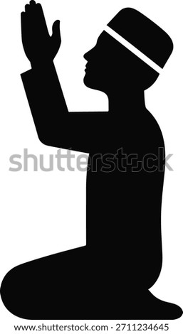 Muslim boy praying icon, Islamic prayer. Youth spiritual guidance, qibla direction. Devotion, religious education, worship.