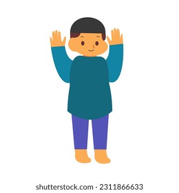 Muslim boy praying pose cartoon vectors