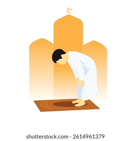 muslim boy praying vector illustration