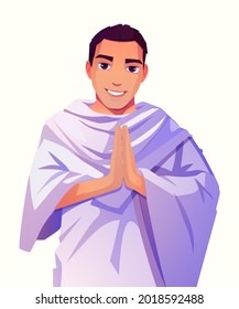 muslimische Jungen-Vektorgrafik bereit für Hajj