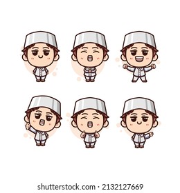 Muslim boy vector character collection