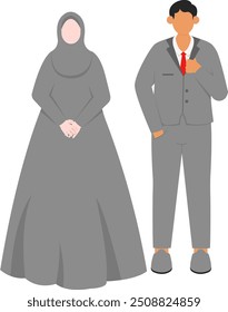 Muslim Bride and Groom Illustration