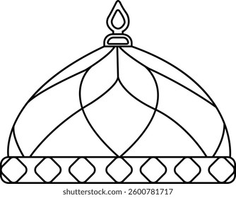 Muslim cap, Islamic religious cap Icon  line art vector illustration black color thin line