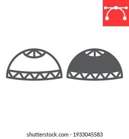 Muslim cap line and glyph icon, happy ramadan and religion, prayer cap vector icon, vector graphics, editable stroke outline sign, eps 10