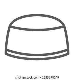 Muslim cap line icon, arabic and islam, turkish hat sign, vector graphics, a linear pattern on a white background, eps 10.
