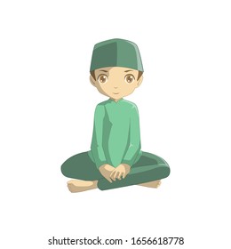 Muslim cartoon male with short body posture
