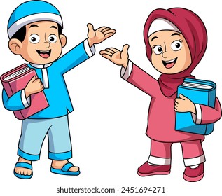 Muslimische Cartoon-Maskottchen-Vektorillustration