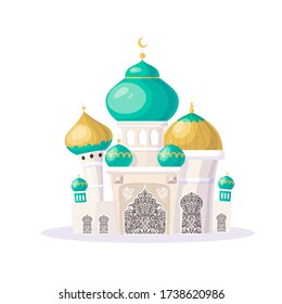 Muslim castle. Cartoon Islamic mosque. vector illustration.
