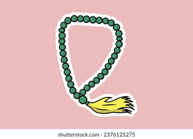 Muslim Chaplet of Beads Sticker design vector illustration. Islamic religion icon concept. Holy and spiritual religious necklace sticker design.