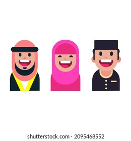 Muslim character , flat design illustration, isolated on white background, graphic resources suitable for illustration, poster, and social media needs.