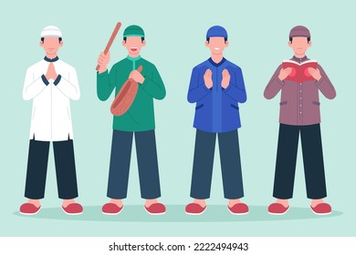 Muslim character for Ramadan event in flat style illustration