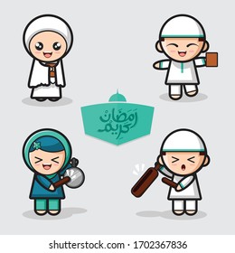 Muslim character ramadan theme for ramadan kareem and eid mubarak design
