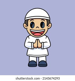 Muslim Chibi Boy Icon Wearing A Skullcap And Wearing Muslim Clothes