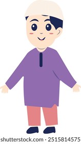Muslim Child Character with Cartoon Design Style. Flat Vector Illustration.