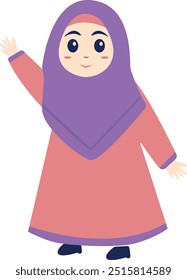 Muslim Child Character with Cartoon Design Style. Flat Vector Illustration.
