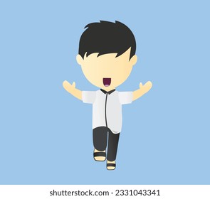 Muslim Child Character Free Hug Pose Vector