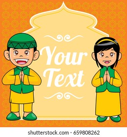 Muslim Children Couple Vector
