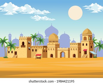 muslim city buildings scene desert