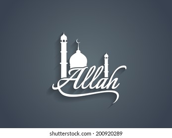 Muslim community background with beautiful text design of Allah. vector illustration 