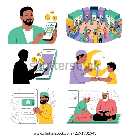 Muslim community celebrating Ramadan and Eid with modern technology and traditions