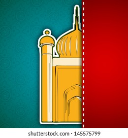 Muslim community festival Eid Al Fitr ( Eid Mubarak) concept with mosque.