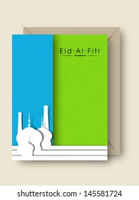 Muslim community festival Eid Al Fitr (EId Mubarak) greeting card on abstract background.