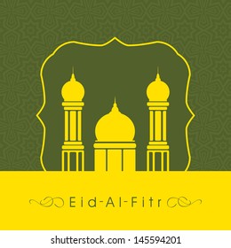 Muslim community festival Eid Al Fitr (Eid Mubarak) concept with mosque on abstract background.