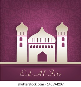 Muslim community festival Eid Al Fitr (Eid Mubarak) concept with mosque on abstract background.