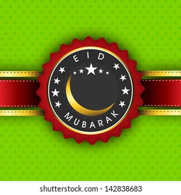 Muslim community festival Eid Mubarak background with golden moon.