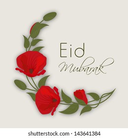 Muslim community festival Eid Mubarak background with red roses.