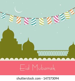 Muslim community festival Eid Mubarak background or greeting card. 