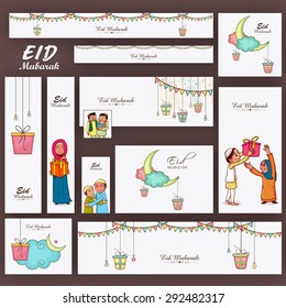 Muslim community festival, Eid Mubarak celebration social media and marketing ads, post, headers or banners.