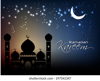 Muslim community festival Ramadan Kareem with Beautiful greeting card design and background vector illustration...