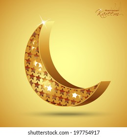 Muslim community festival Ramadan Kareem with Beautiful gold color greeting card design and background vector illustration...