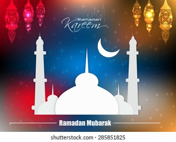 Muslim community festival Ramadan Kareem with Beautiful greeting card design and background vector illustration...