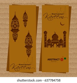 Muslim community festival Ramadan Kareem with Beautiful greeting card design and background vector illustration and Beautiful Mosque and Masjid for Ramadan Kareem and eid EPS 10.