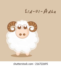 Muslim community festival of sacrifice Eid-Ul-Adha greeting card with sheep.